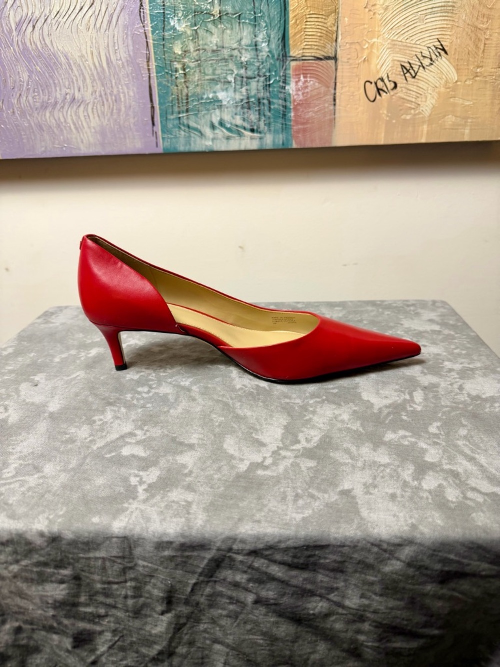 NEW MICHAEL Michael Kors Red Elyse Kitten Pumps Size 9 - Picture 9 of 17
